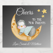 Proost op de nieuwe ouders die Baby-pinguïn slapen Sparkling Wijnetiket (Enkel label)