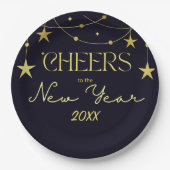 Proost op de nieuwjaarsboodschap sterren papieren bordje (Voorkant)