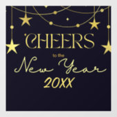 Proost op de nieuwjaarsboodschap sterren raamsticker (Vel)