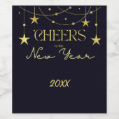 Proost op de nieuwjaarsboodschap sterren wijn etiket (Enkel label)