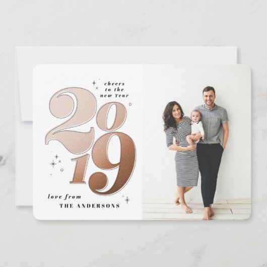 Proost op de nieuwjaarsbrons 2019 fotovakantie feestdagenkaart (Voorkant)