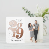 Proost op de nieuwjaarsbrons 2019 fotovakantie feestdagenkaart (Staand voorkant)