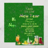 Proost op de nieuwjaarscocktails Green Sparkling Kaart (Voorkant / Achterkant)