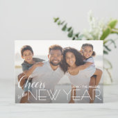 Proost op de nieuwjaarsfoto feestdagenkaart (Staand voorkant)