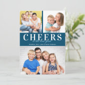 Proost op de nieuwjaarsfotocollage feestdagenkaart (Staand voorkant)