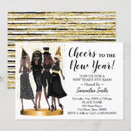 Proost op de nieuwjaarsglitter girls night out kaart