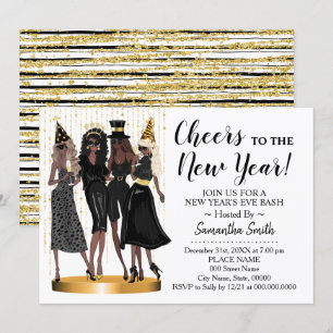 Proost op de nieuwjaarsglitter girls night out kaart