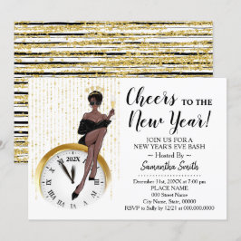 Proost op de nieuwjaarsglitter girls night out kaart