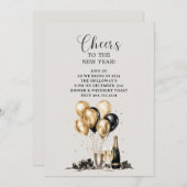 Proost op de nieuwjaarsgoud-zwart feest kaart (Voorkant / Achterkant)