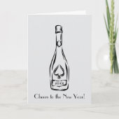 Proost op de nieuwjaarsgroet van de champagnefles kaart (Voorkant)
