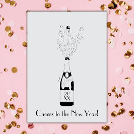 Proost op de nieuwjaarsgroet van de champagnefles kaart