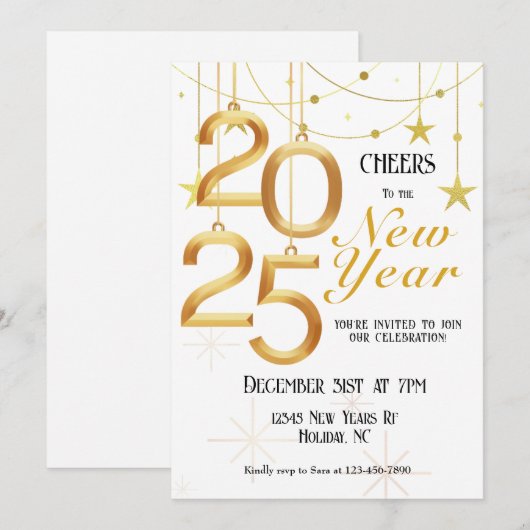 Proost op de nieuwjaarsuitnodiging feestdagenkaart (Voorkant / Achterkant)