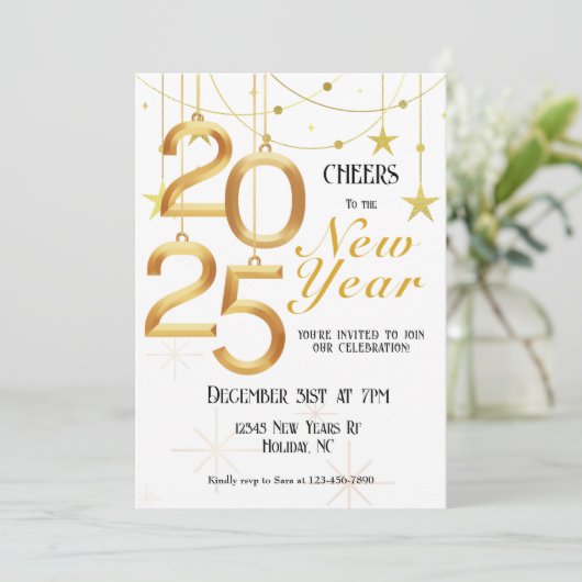 Proost op de nieuwjaarsuitnodiging feestdagenkaart (Staand voorkant)