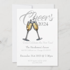 Proost op de nieuwjaarsuitnodiging kaart
