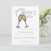 Proost op de nieuwjaarsuitnodiging kaart (Staand voorkant)