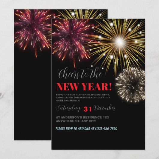 Proost op de nieuwjaarsuitnodiging, oudejaarsavond kaart (Voorkant / Achterkant)