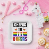 Proost op de Queers Regenboog Gay Viering Papieren Bordje (Feest)