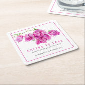 Proost op de roze Bougainvillea tropische bruiloft Kartonnen Onderzetters (Schuin)