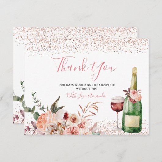 Proost op de Roze Roze Bruidsdouche Bedankkaart (Voorkant / Achterkant)
