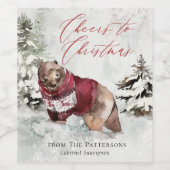 Proost op de rustieke winterscène van Kerstmis Wijn Etiket (Enkel label)