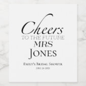 Proost op de toekomst mrs. | Eenvoudig Vrijgezelle Wijn Etiket (Enkel label)