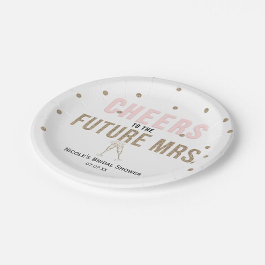 Proost op de toekomst, Mrs Modern Vrijgezellenfees Papieren Bordje (Gekanteld)