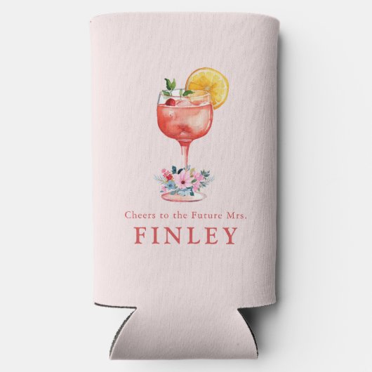 Proost op de toekomstige mevrouw Blush Roze Bruilo Seltzer Blikjeskoeler (Achterkant)
