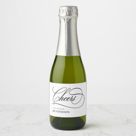 Proost op de toekomstige Mrs Bruiloft Mini Sparkling Wijnetiket (Voorkant)