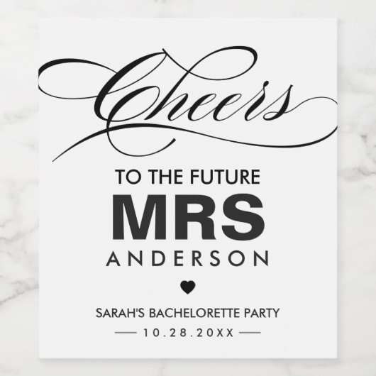 Proost op de toekomstige MRS. | Vrijgezellenfeest Wijn Etiket (Enkel label)