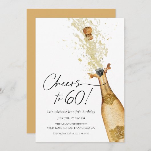 Proost op de uitnodiging voor de 60e verjaardag (Voorkant / Achterkant)