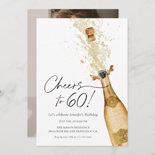 Proost op de uitnodiging voor de 60e verjaardag (Voorkant / Achterkant)