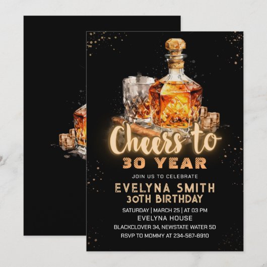Proost op de uitnodiging voor het 30-jarige verjaa (Voorkant / Achterkant)