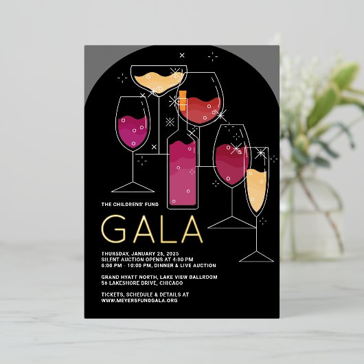 Proost op de uitnodiging voor het moderne gala (Staand Voorkant)