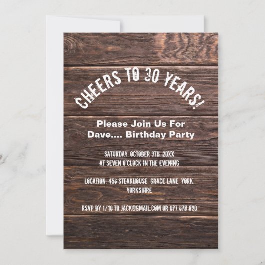 Proost op de uitnodiging voor het rustieke land va (Voorkant)