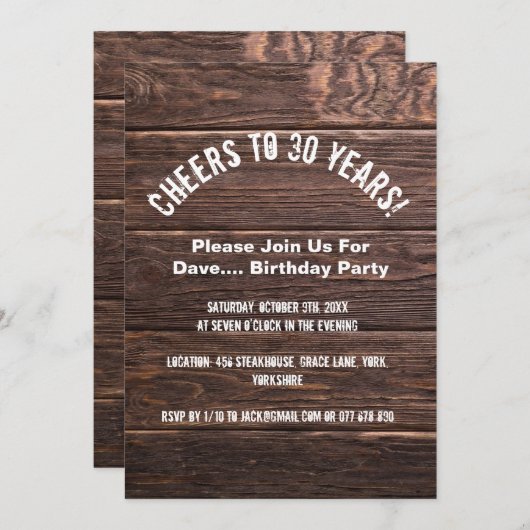 Proost op de uitnodiging voor het rustieke land va (Voorkant / Achterkant)