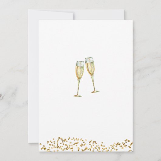 Proost op de uitnodiging voor New Year Gold Glitte (Achterkant)