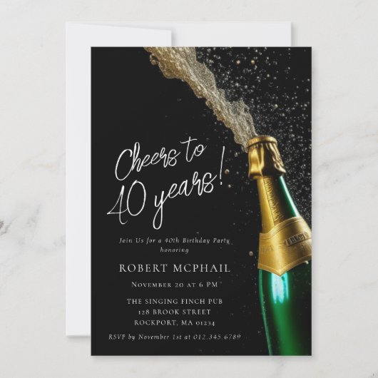 Proost op de verjaardag van de champagnefles van 4 kaart (Voorkant)