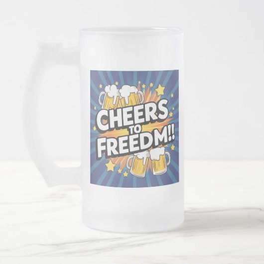 Proost op de vrijheid! matglas bierpul (Links)