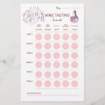 Proost op de wijnproeverij Scorecard Briefpapier<br><div class="desc">Een wijnproeverij scorecard ontworpen om te passen bij onze "Cheers To Love" Wine Tasting Vrijgezellenfeest Party Collectie. Voeg ruimte toe voor naam,  proefnotities en beoordelingen op zes wijnen,  favoriete wijn. Op de achterkant kunnen de gasten notities maken,  of opmerkingen en impressies toevoegen.</div>