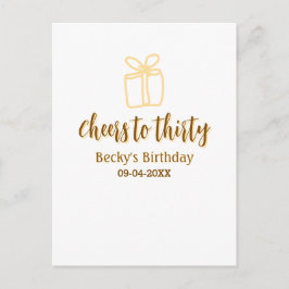 Proost op dertig geel bruine verjaardag pastel cad briefkaart