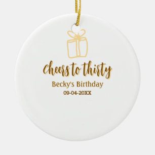 Proost op dertig geel bruine verjaardag pastel cad keramisch ornament