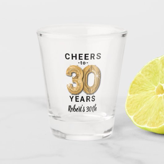 Proost op Dertig Jaar Verjaardag Shotglas Shot Glas (Voorkant)
