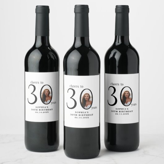 Proost op dertig minimale foto 30e verjaardag wijn etiket (Flessen)