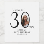 Proost op dertig minimale foto 30e verjaardag wijn etiket (Enkel label)