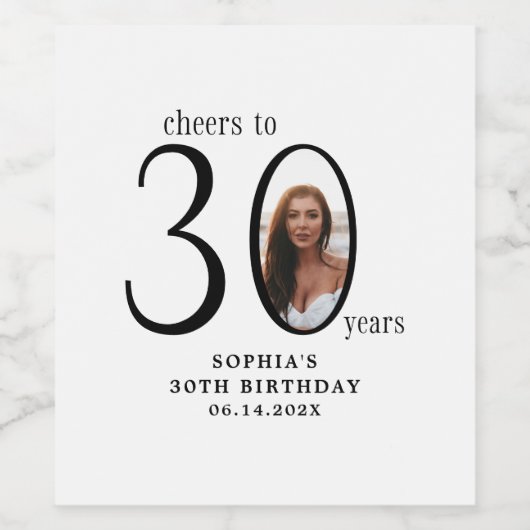 Proost op dertig minimale foto 30e verjaardag wijn etiket (Enkel label)