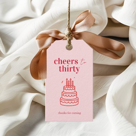 Proost op Dertig Roze Verjaardag Cadeaulabel