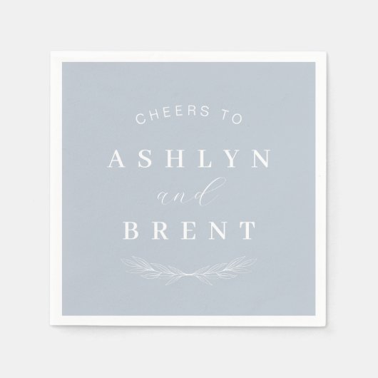 Proost op Dusty Blue Wedding Cocktail servetten (Voorkant)