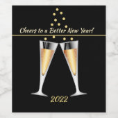 Proost op een beter nieuwjaar mousserende wijnflui wijn etiket (Enkel label)