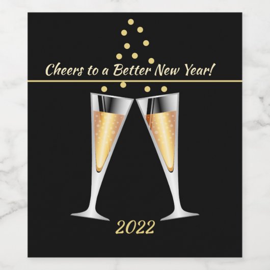 Proost op een beter nieuwjaar mousserende wijnflui wijn etiket (Enkel label)