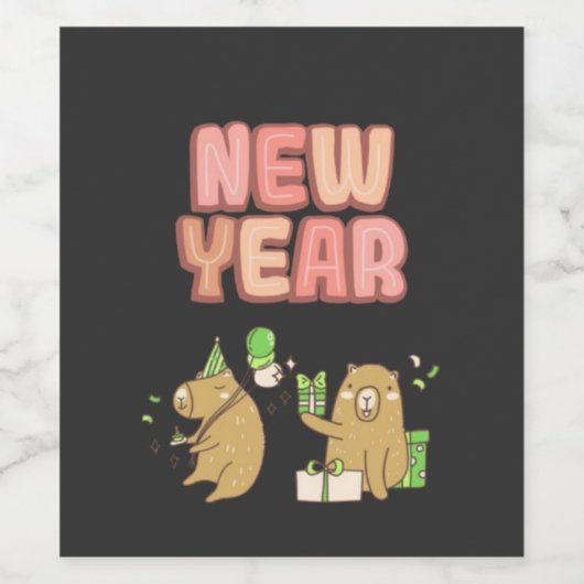 Proost op een frisse start! wijn etiket (Enkel label)